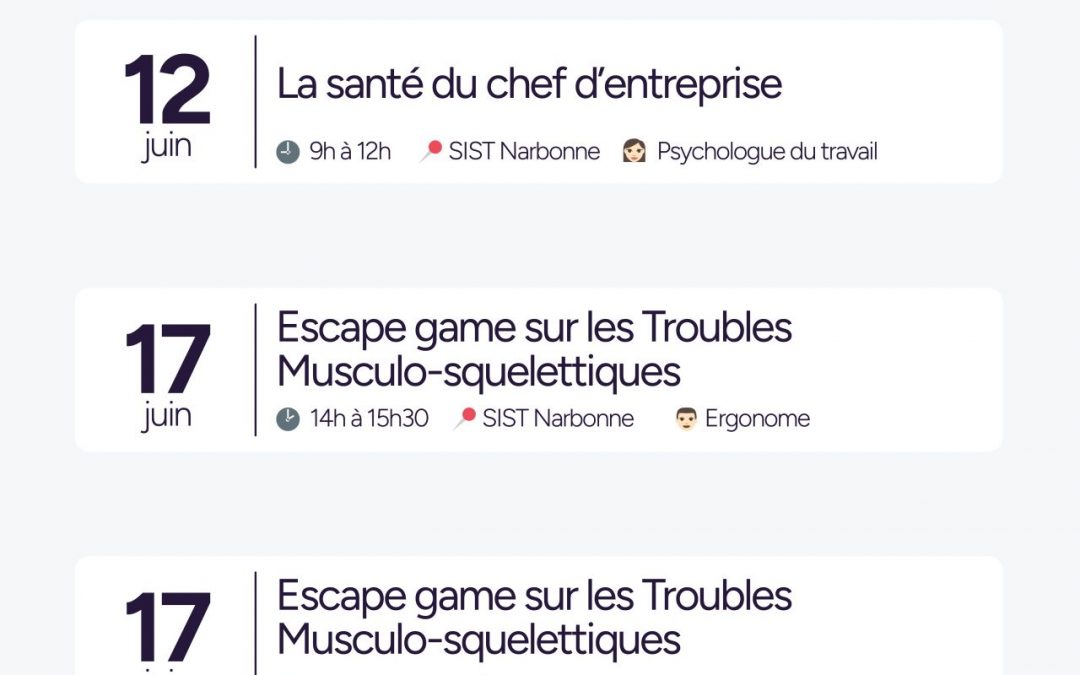 Les sensibilisations du mois de juin au SIST Narbonne