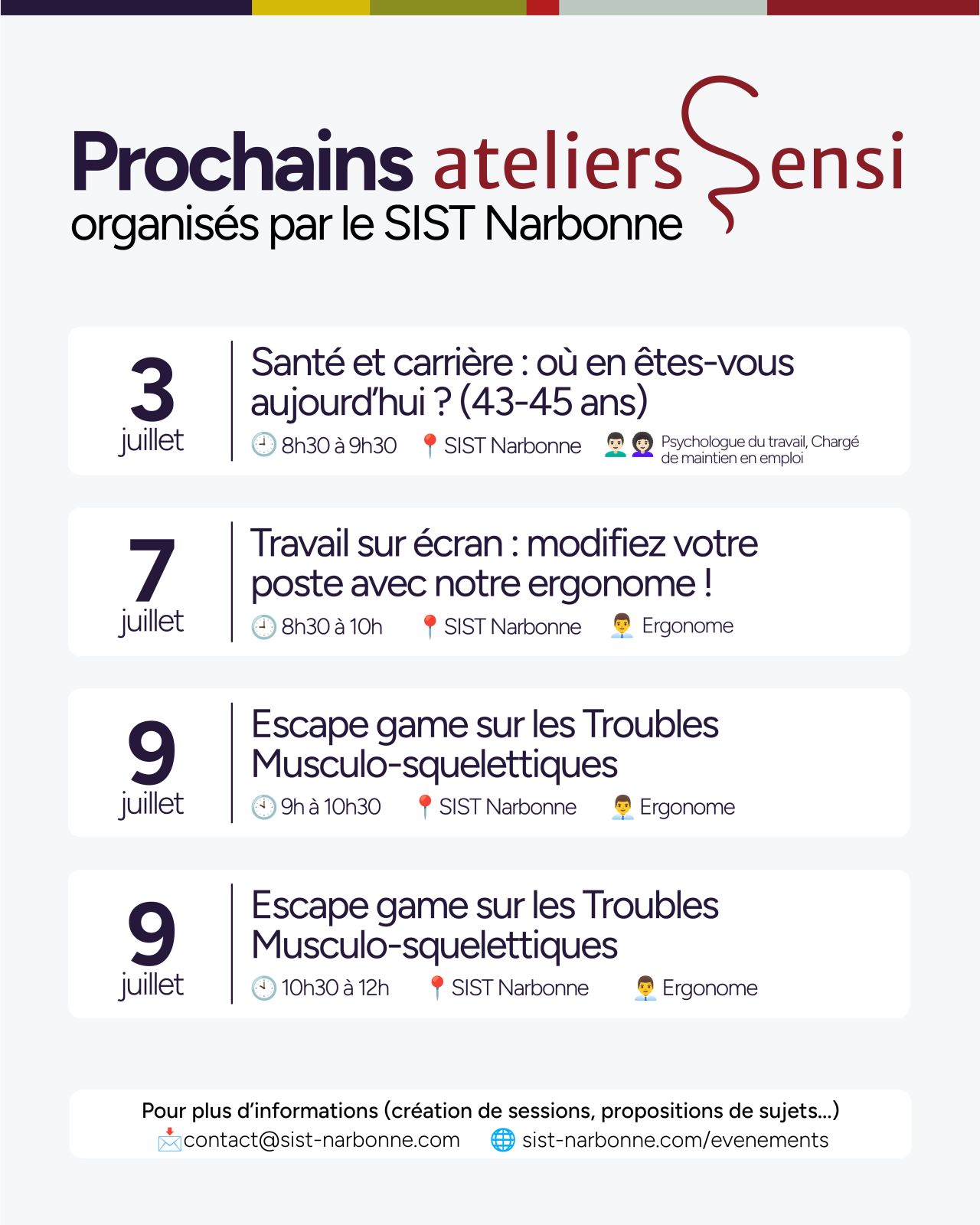Les sensibilisations du mois de juillet au SIST Narbonne