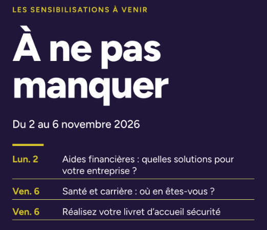 Découvrez les sensibilisations du 2 au 6 novembre